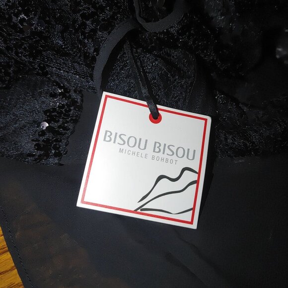 Bisou Bisou Michele Bohbot Black Sleeveless Sequin Lace Evening Dress Size 16 - Picture 6 of 10